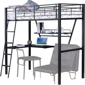 Acme Furniture Senon Silver Black Loft Bed with Desk