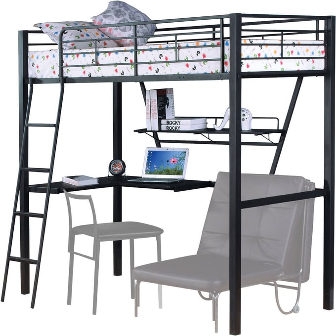 Acme Furniture Senon Silver Black Loft Bed with Desk ACM-37275