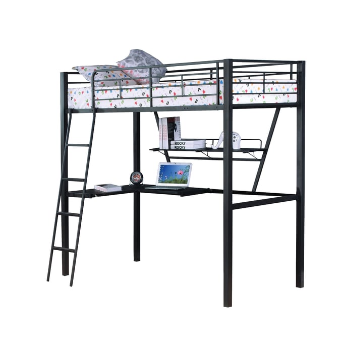 Acme Furniture Senon Silver Black Loft Bed with Desk ACM-37275