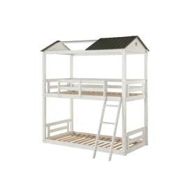 Acme Furniture Nadine Cottage White Gray Twin Over Twin Bunk Bed