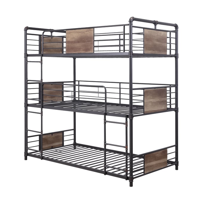 Acme Furniture Brantley Sandy Black Dark Bronze Twin Triple Bunk Bed ACM-37820