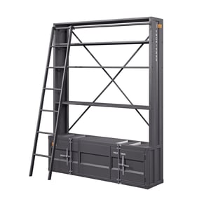 Acme Furniture Cargo Gunmetal Bookshelf and Ladder