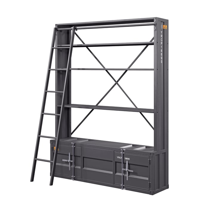 Acme Furniture Cargo Gunmetal Bookshelf and Ladder ACM-39887