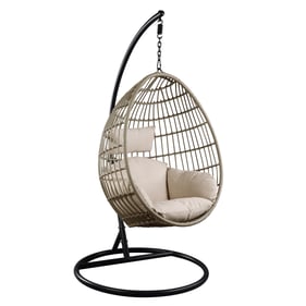 Acme Furniture Vasant Wicker Fabric Patio Swing Chair with Stand