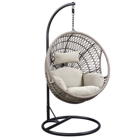 Acme Furniture Vasant Beige Rope Patio Swing Chair with Stand