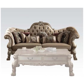 Acme Furniture Dresden Bone Gold Patina Seven Pillows Sofa