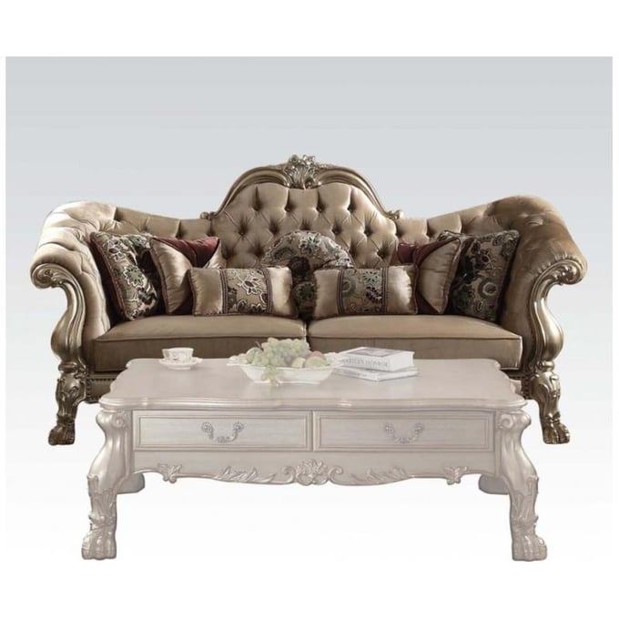 Acme Furniture Dresden Bone Gold Patina Seven Pillows Sofa ACM-52090