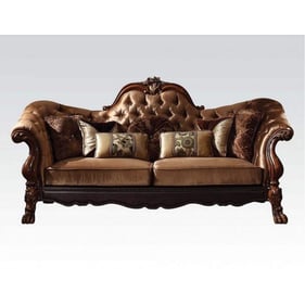 Acme Furniture Dresden Golden Brown Cherry Oak Seven Pillows Sofa