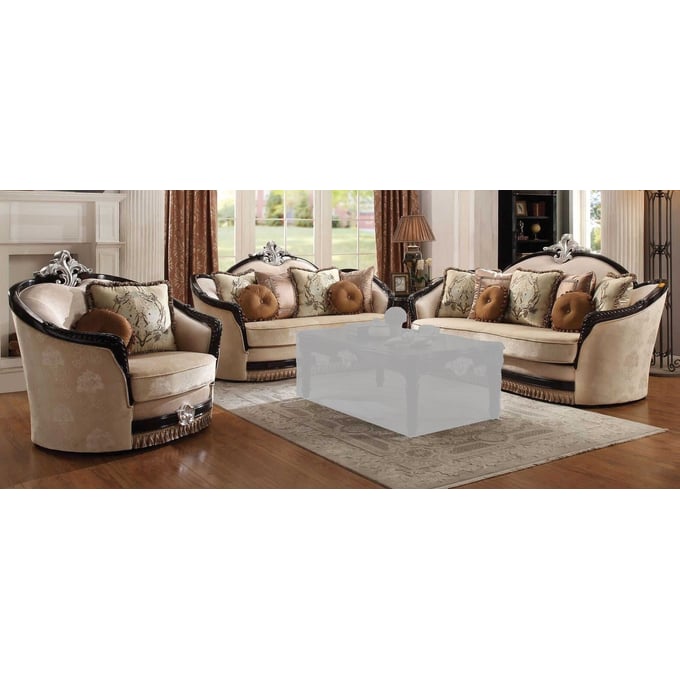 Acme Furniture Ernestine Tan Black 3pc Living Room Set ACM-5211-LR-S1