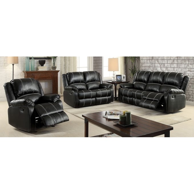 Acme Furniture Zuriel Black PU 3pc Living Room Set ACM-LV52-LR-S3