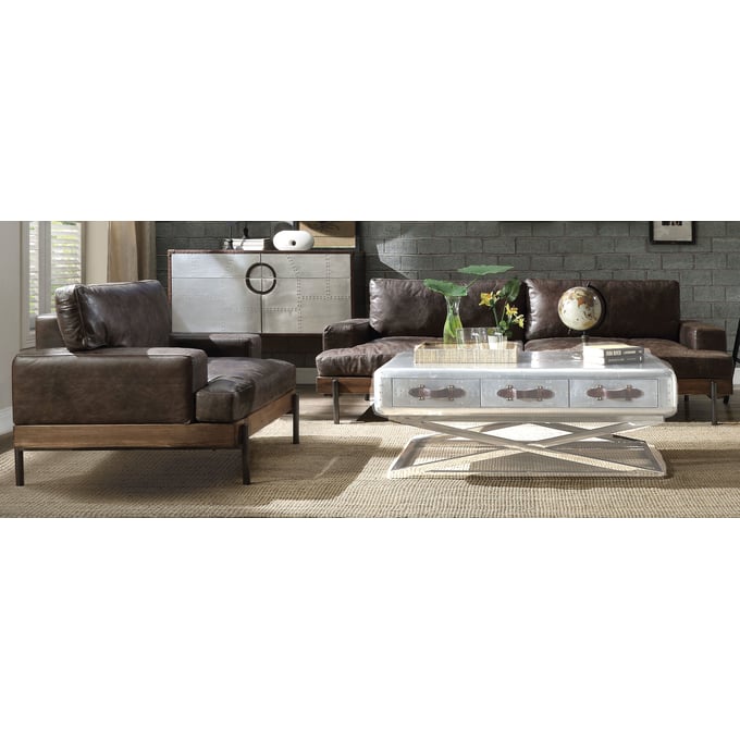 Acme Furniture Silchester Distress Chocolate Oak 2pc Living Room Set ACM-5247-LR-S1