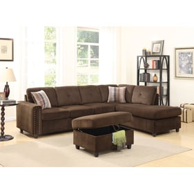 Acme Furniture Belville Chocolate Sectional Sofa with Storage Ottoman