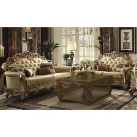 Acme Furniture Vendome Bone Gold Patina 2pc Living Room Set