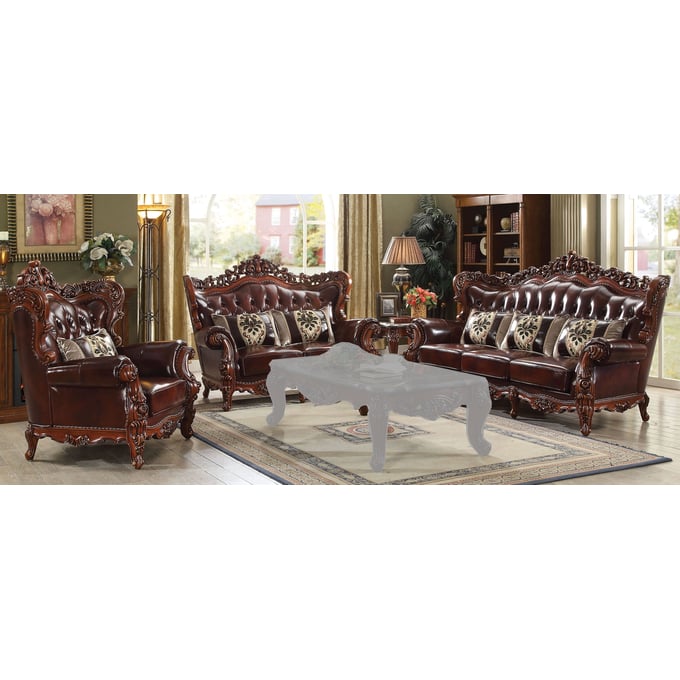 Acme Furniture Eustoma Cherry Walnut 3pc Living Room Set ACM-53065-LR-S1