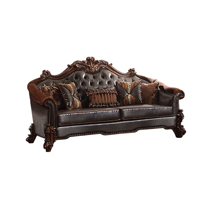 Acme Furniture Vendome II Dark Brown Cherry Sofa With Five Pillows ACM-53130