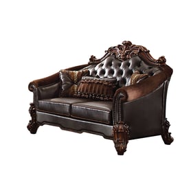 Acme Furniture Vendome II Dark Brown Cherry Loveseat With Three Pillows