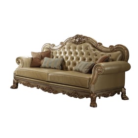 Acme Furniture Dresden Bone Gold Patina Four Pillows Sofa