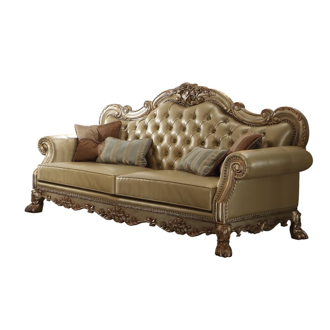 Acme Furniture Dresden Bone Gold Patina Four Pillows Sofa ACM-53160