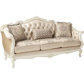 Acme Furniture Chantelle Rose Gold Pearl White Three Pillows Sofa