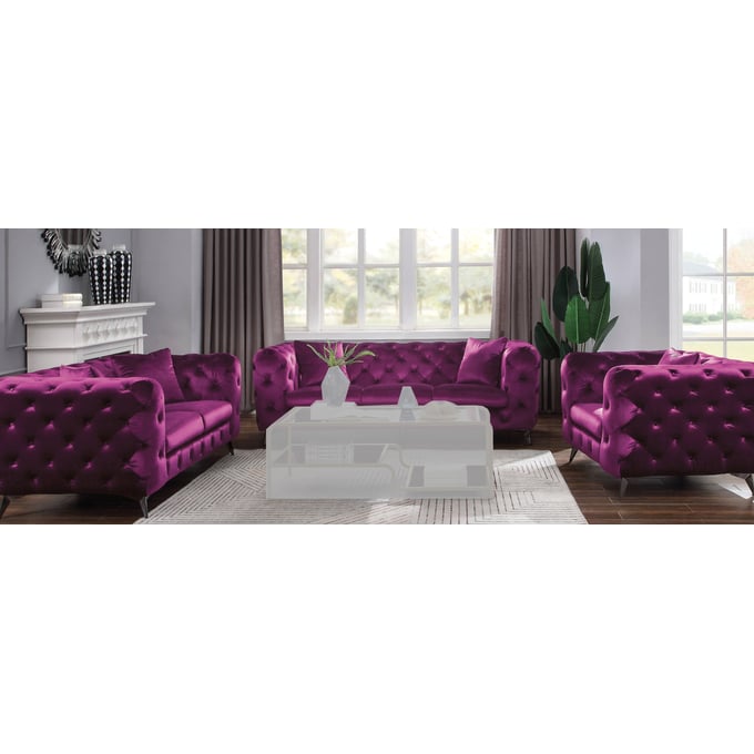 Acme Furniture Atronia Purple Fabric 3pc Living Room Set ACM-5490-LR-S4