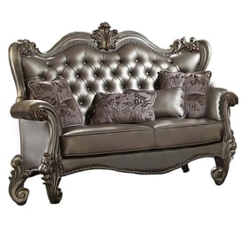 Acme Furniture Versailles Silver Antique Platinum Loveseat with Four Pillow...