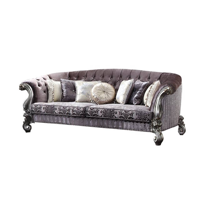 Acme Furniture Versailles Antique Platinum Tufted Sofa with 7 Pillows ACM-56825