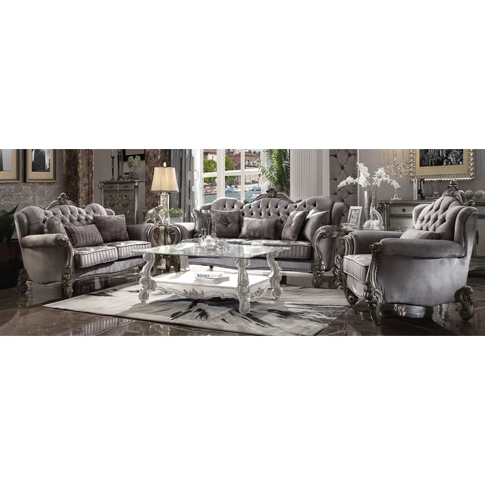 Acme Furniture Versailles Antique Platinum 3pc Living Room Set ACM-5684-LR-S1