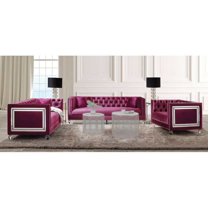 Acme Furniture Heibero Burgundy 3pc Living Room Set ACM-5689-LR-S2