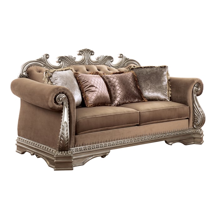 Acme Furniture Northville Antique Silver Loveseat with 4 Pillows ACM-56931