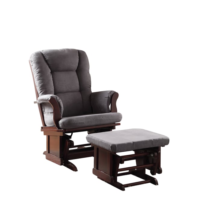 Acme Furniture Aeron Gray Cherry 2pc Glider Chair and Ottoman ACM-59338