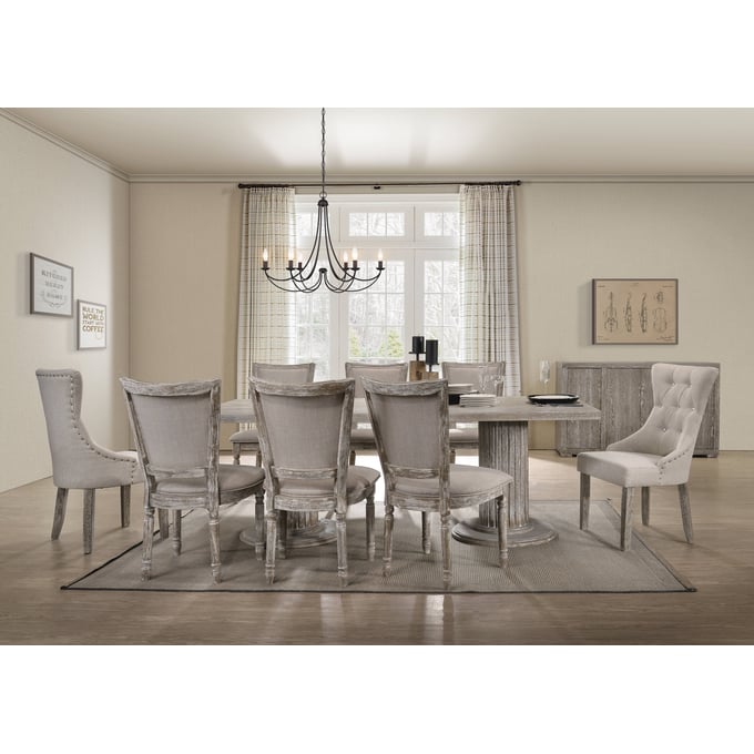 Acme Furniture Gabrian Beige Reclaimed Gray 9pc Dining Room Set ACM-6017-DR-S1