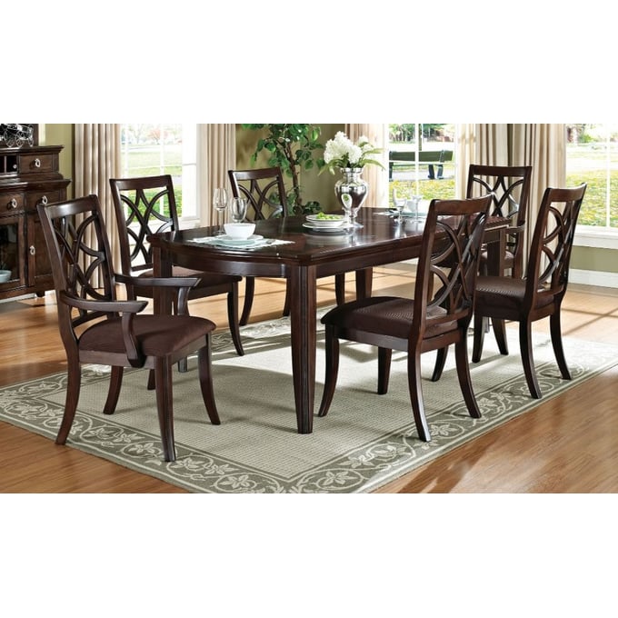 Acme Furniture Keenan Dark Walnut Brown 7pc Dining Room Set ACM-60255-S