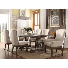 Acme Furniture Landon Beige Salvage Brown 7pc Dining Room Set