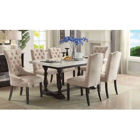 Acme Furniture Gerardo White Beige Espresso 7pc Dining Room Set