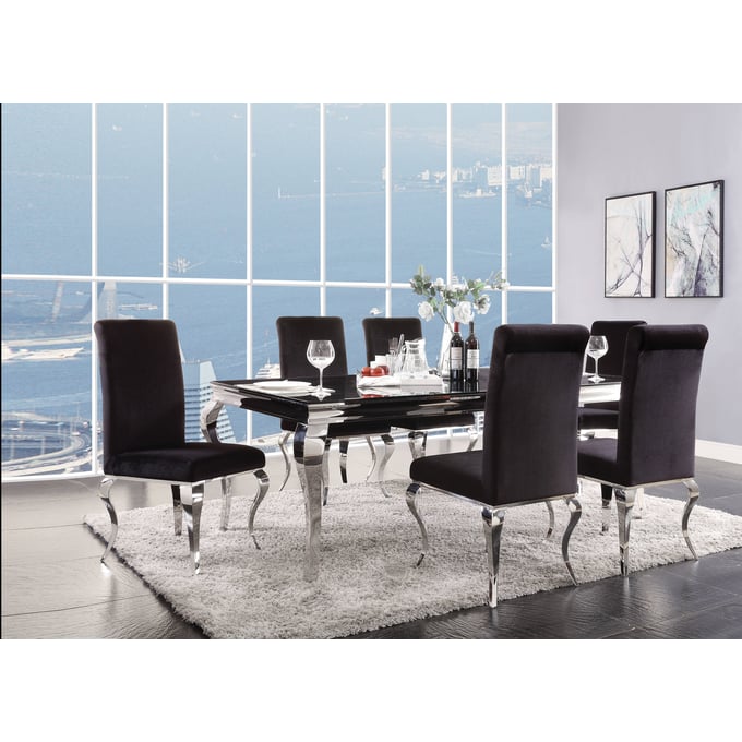 Acme Furniture Fabiola Clear Black 7pc Dining Room Set ACM-620-DR-S1