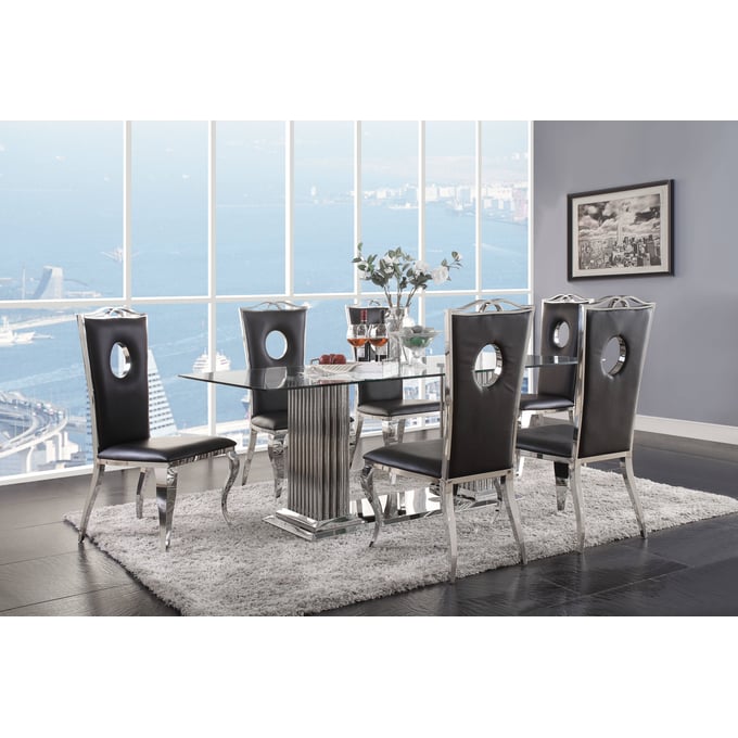 Acme Furniture Cyrene Clear Black 7pc Dining Room Set ACM-6207-DR-S1