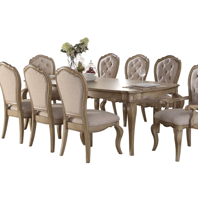 Acme Furniture Chelmsford Beige Antique Taupe 9pc Dining Room Set ACM-6605-DR-S1