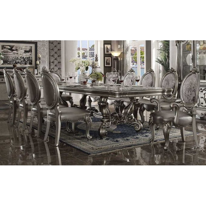 Acme Furniture Versailles Silver Antique Platinum 11pc 136 Inch Dining Room Set ACM-668-DR-S1