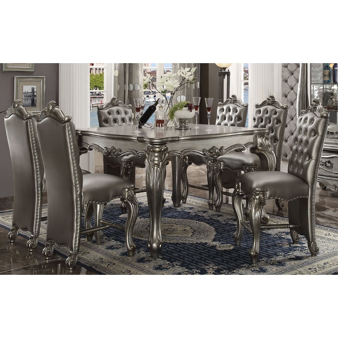 Acme Furniture Versailles Silver Antique Platinum 7pc Counter Height Set ACM-6683-BAR-S1