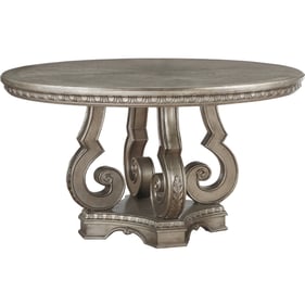 Acme Furniture Northville Antique Silver Single Pedestal Round Dining Table