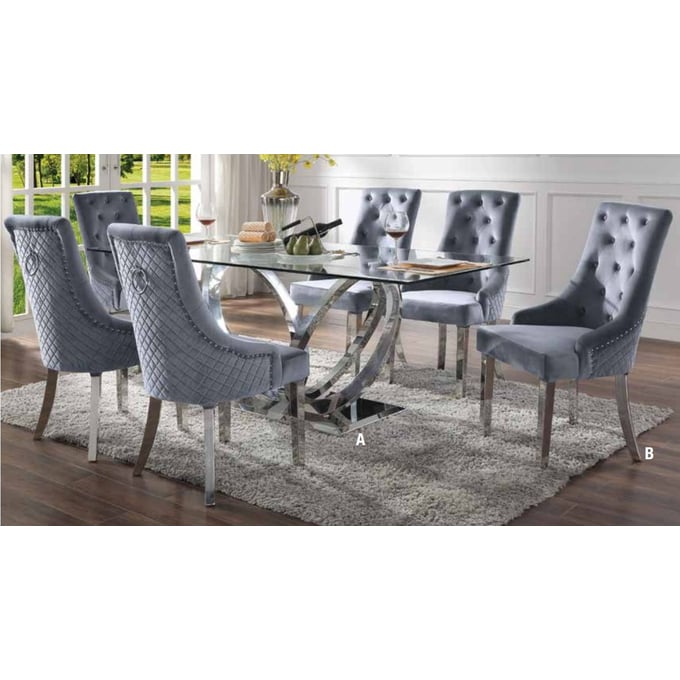 Acme Furniture Satinka Light Gray 7pc Dining Room Set ACM-6826-DR-S1