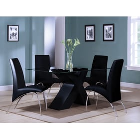 Acme Furniture Pervis Clear Black High Gloss 5pc Dining Room Set