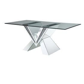 Acme Furniture Noralie Clear Mirrored Diamonds Dining Table