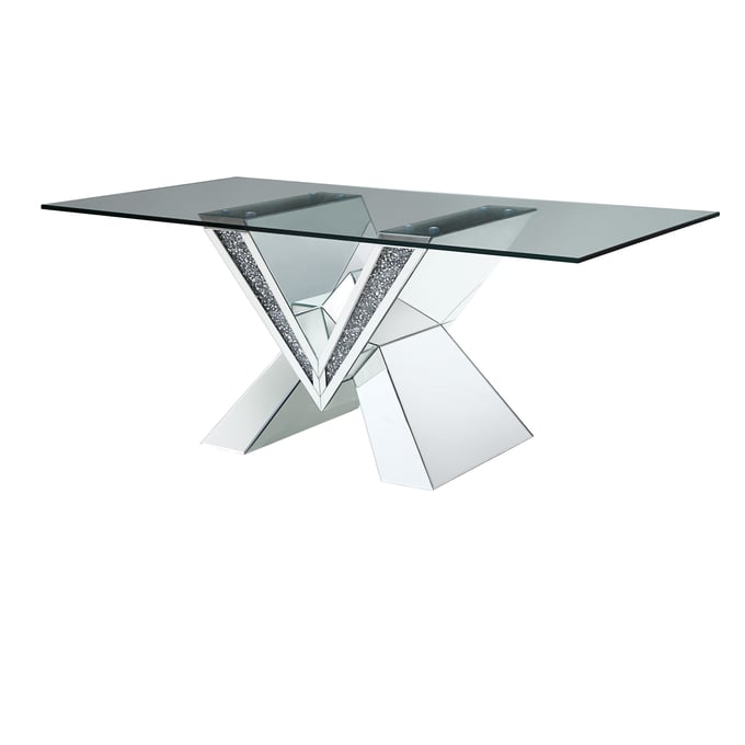 Acme Furniture Noralie Clear Mirrored Diamonds Dining Table ACM-71280