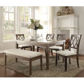 Acme Furniture Claudia Salvage Brown Beige 6pc Dining Room Set