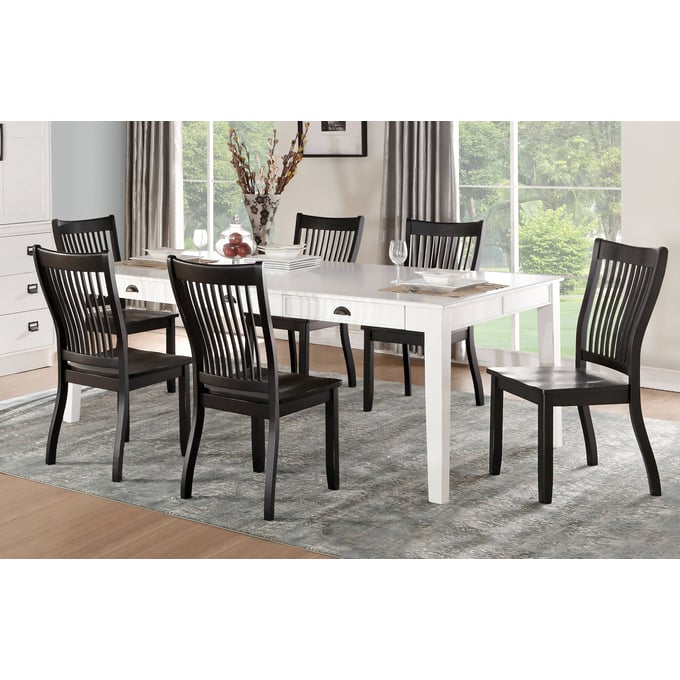 Acme Furniture Renske Antique White Black 7pc Dining Room Set ACM-71850-DR-S1