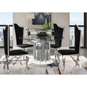 Acme Furniture Noralie Clear Mirrored Black 5pc Dining Room Set