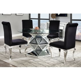 Acme Furniture Noralie Mirrored Black Round 5pc Dining Room Set