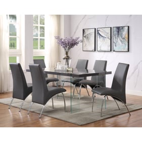 Acme Furniture Noland Clear Gray High Gloss 7pc Dining Room Set