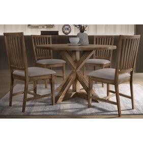 Acme Furniture Wallace II Tan Linen Weathered Oak Wood 5pc Dining Room Set